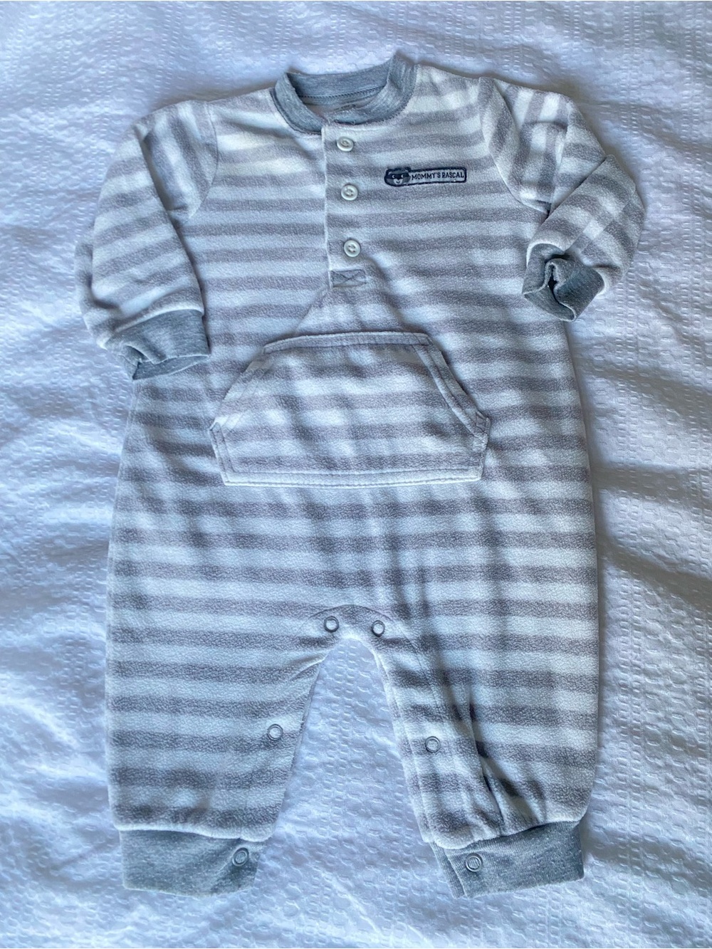 Carter's Gray & White Striped Infant One-Piece Footie